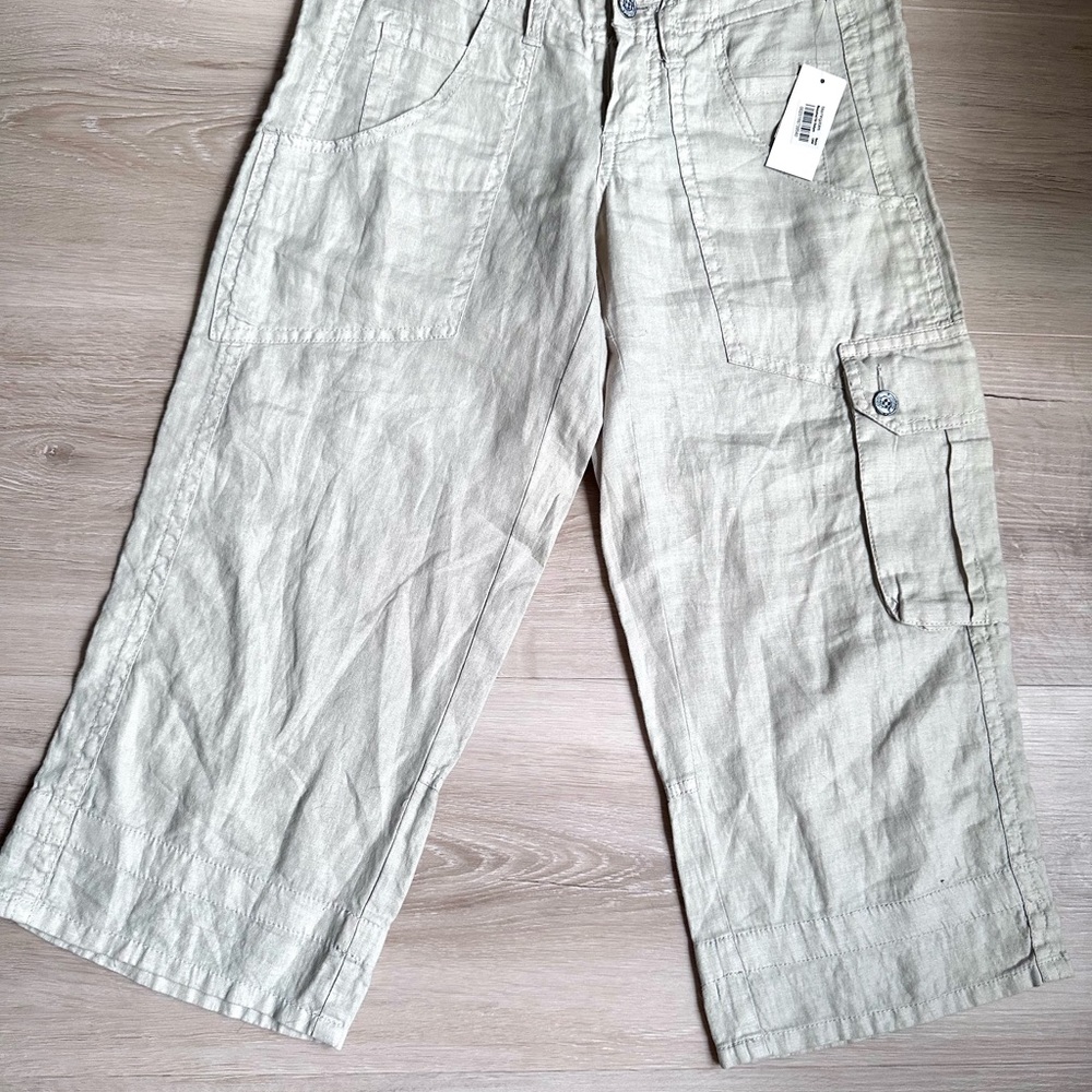 NWT Joie Tan Linen Cargo Pants Relaxed Fit